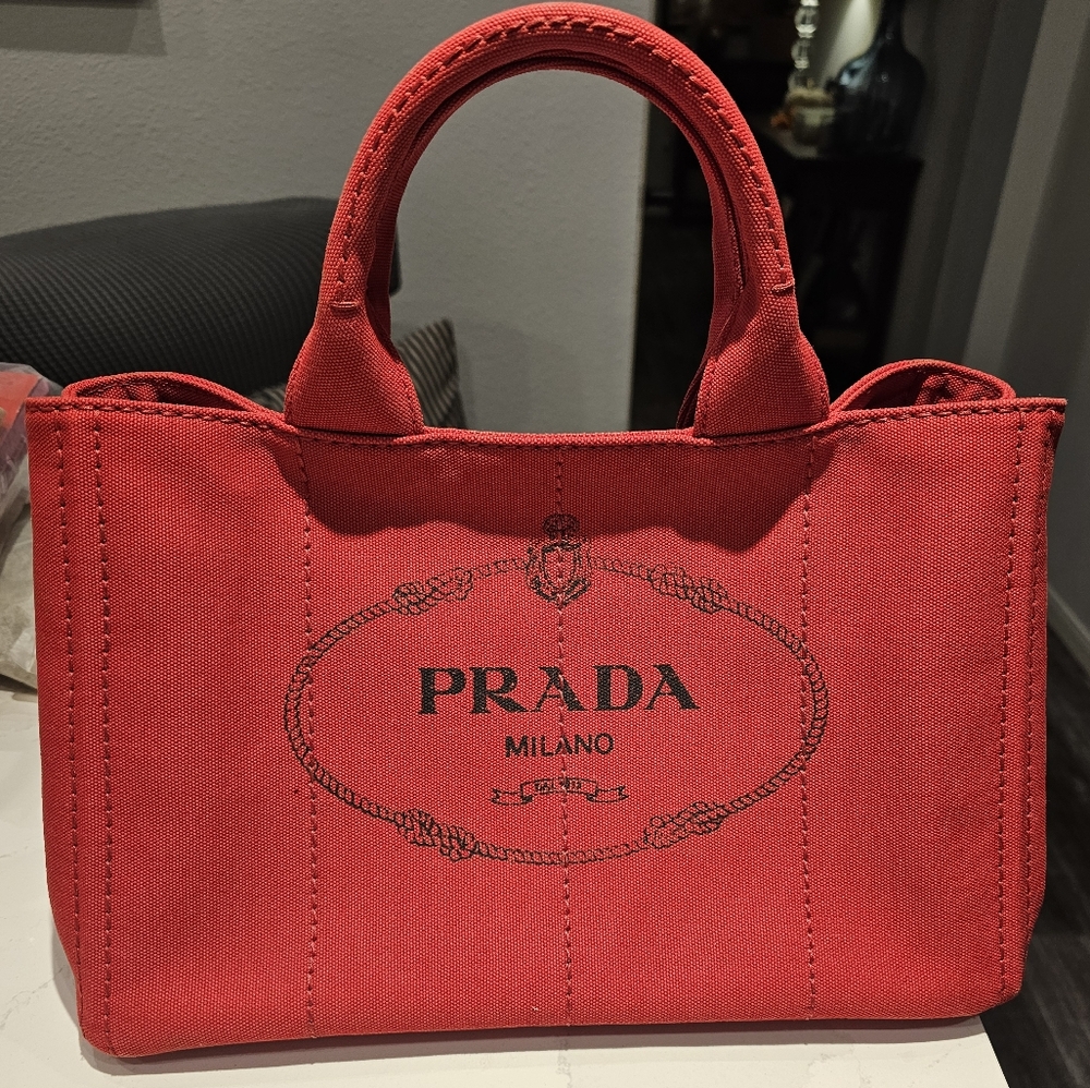 Prada Canapered canvas tote red - Picture 1 of 2